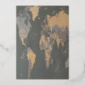 huwelijksuitnodiging voor tandem wereldkaart folie uitnodiging (Achterkant)