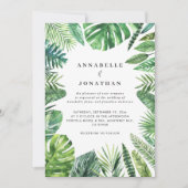 huwelijksuitnodiging voor Tropisch palmblad Save The Date (Voorkant)