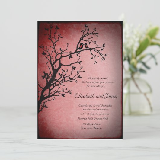 huwelijksuitnodiging voor vogels kaart (Staand voorkant)