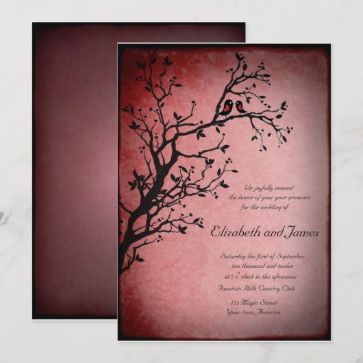 huwelijksuitnodiging voor vogels kaart (Voorkant / Achterkant)