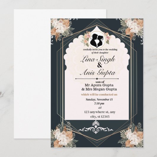 Huwelijksuitnodiging vreugde van liefde save the date (Voorkant / Achterkant)