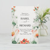 Huwelijksuitnodiging Waterverf Flowers Wildflowers Kaart (Staand voorkant)