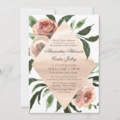 HUWELIJKSUITNODIGING | Waterverf Sage Blush Floral Kaart (Voorkant)