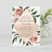 HUWELIJKSUITNODIGING | Waterverf Sage Blush Floral Kaart (Staand voorkant)