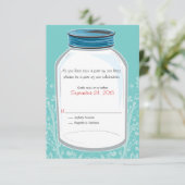 Huwelijksuitnodiging Whimsy Mason Jar RSVP Kaartje (Staand voorkant)