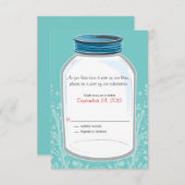 Huwelijksuitnodiging Whimsy Mason Jar RSVP Kaartje (Voorkant / Achterkant)