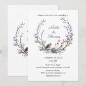 Huwelijksuitnodiging, Winterhuwelijk, krans Kaart (Voorkant / Achterkant)