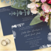 Huwelijksuitnodiging Wit op Midnight Blue Uitnodiging Briefkaart