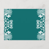 Huwelijksuitnodiging Wit op SeaBlue  Flower Uitnodiging Briefkaart (Achterkant)