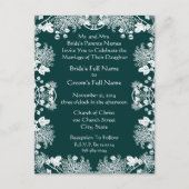 Huwelijksuitnodiging Wit op SeaBlue  Flower Uitnodiging Briefkaart (Voorkant)