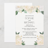 Huwelijksuitnodiging Witte bloemen Kaart (Voorkant / Achterkant)