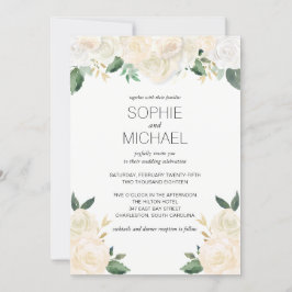 Huwelijksuitnodiging Witte bloemen Kaart