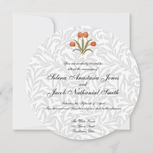 Huwelijksuitnodiging Witte Bloemen Vintage Aanpass Kaart (Voorkant)