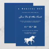 Huwelijksuitnodiging Witte Eenhoorn Kaart (Voorkant / Achterkant)