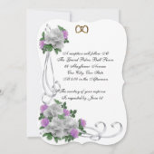 Huwelijksuitnodiging Witte en lavendel rozen Kaart (Achterkant)