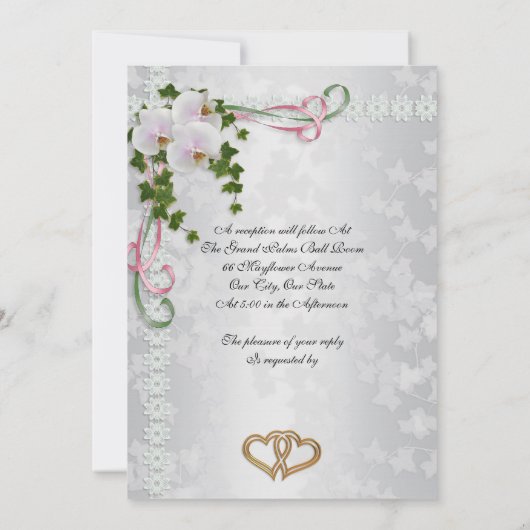 Huwelijksuitnodiging witte orchideeën kaart (Achterkant)