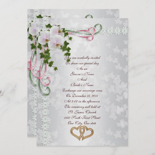 Huwelijksuitnodiging witte orchideeën kaart (Voorkant / Achterkant)