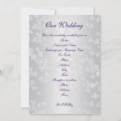 Huwelijksuitnodiging witte reliëf klimop op satijn kaart (Voorkant)