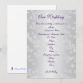 Huwelijksuitnodiging witte reliëf klimop op satijn kaart (Voorkant / Achterkant)