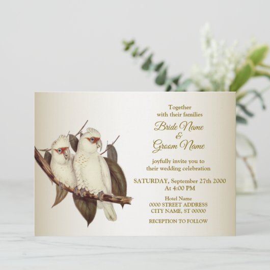 Huwelijksuitnodiging Witte Vogels Kaart (Staand voorkant)