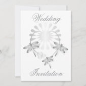 Huwelijksuitnodiging Zilveren Dragonflies Hart Kaart (Voorkant)