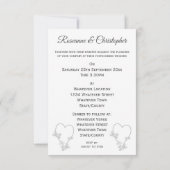 Huwelijksuitnodiging Zilveren Hart Vlinders Kaart (Achterkant)