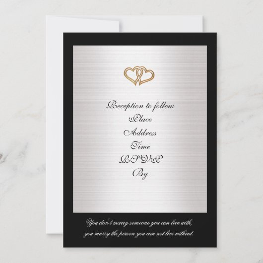 Huwelijksuitnodiging zilveren satijn kaart (Achterkant)