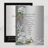 Huwelijksuitnodiging zilveren satijn kaart (Voorkant / Achterkant)