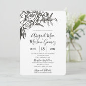 Huwelijksuitnodiging Zwart & Wit Kaart (Staand voorkant)