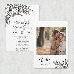 Huwelijksuitnodiging Zwart & Wit Kaart