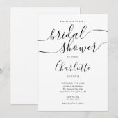 Huwelijksuitnodiging Zwart-Wit Signature Script Kaart (Voorkant / Achterkant)