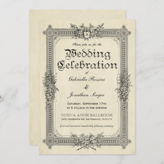 huwelijksuitnodigingen 1 A Kaart (Voorkant / Achterkant)