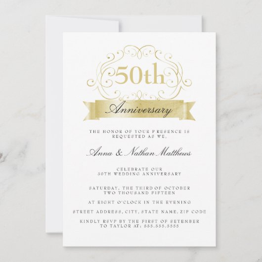 Huwelijksuitnodigingen 50ste verjaardag kaart (Voorkant)