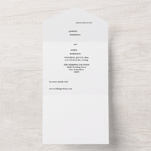 Huwelijksuitnodigingen. Alles-in-één. script All In One Uitnodiging (Binnen)