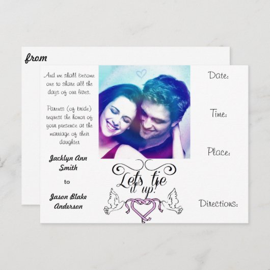 Huwelijksuitnodigingen briefkaart personaliseren (Voorkant / Achterkant)