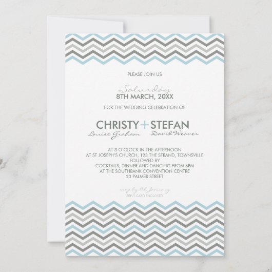 HUWELIJKSUITNODIGINGEN :: chevron1 5x7 3 Kaart (Achterkant)