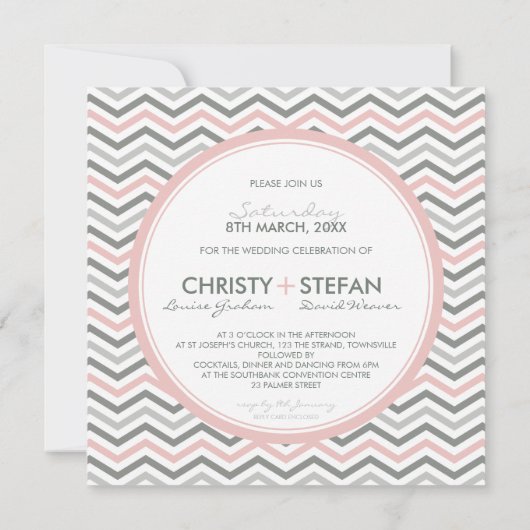 HUWELIJKSUITNODIGINGEN:: chevron1 SQ 2 Kaart (Achterkant)