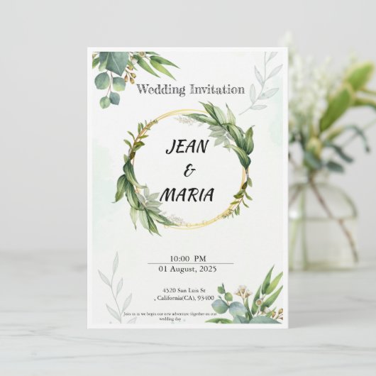 Huwelijksuitnodigingen Een liefdesverhaal begint Feestdagenkaart (Staand voorkant)