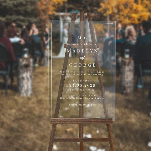 Huwelijksuitnodigingen Eenvoudige Sjabloon Minimal Acryl Bord