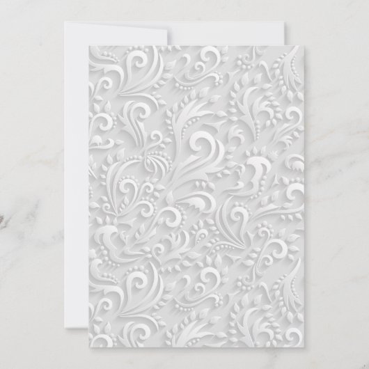 Huwelijksuitnodigingen | Elegant grijs, wit 3D-ont Kaart (Achterkant)