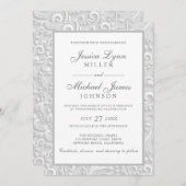 Huwelijksuitnodigingen | Elegant grijs, wit 3D-ont Kaart (Voorkant / Achterkant)