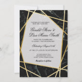 Huwelijksuitnodigingen Elegant Zwart Marmer Goud Kaart (Voorkant)