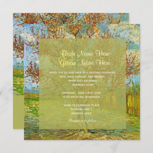 Huwelijksuitnodigingen.  florale roze perzikkleuri kaart (Voorkant / Achterkant)