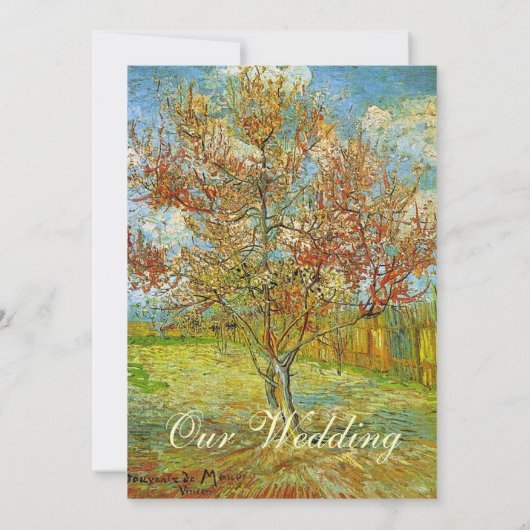 Huwelijksuitnodigingen.  florale roze perzikkleuri kaart (Achterkant)