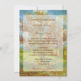 Huwelijksuitnodigingen.  florale roze perzikkleuri kaart