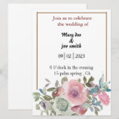 huwelijksuitnodigingen florale waterverf (Voorkant / Achterkant)