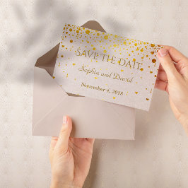 Huwelijksuitnodigingen | Gold Confetti BEWAREN DE  Save The Date