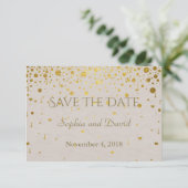 Huwelijksuitnodigingen | Gold Confetti BEWAREN DE  Save The Date (Staand voorkant)