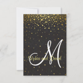 Huwelijksuitnodigingen | Gold Glam Confetti RSVP Kaart