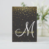 Huwelijksuitnodigingen | Gold Glam Confetti RSVP Kaart (Staand voorkant)